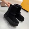 Designer enkellaarzen contrasterende kleur bont splitsen decoratie snowboots Suède leren laarsjes Dames instappers Ronde neus Luxe merk schoenen maat 35-41