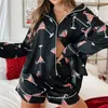 Women s Two Piece Pant Christmas PJs Sets Pink Candy Canes Pajamas Long Sleeve Collar Shirt and Short Pajama 2 Lounge Set Sleepwear 231213