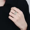 Anéis de cluster 1.0 CT corte redondo casamento noivado moissanite anel masculino grosso prata designer jóias presente de luxo para homens