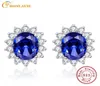 Bonlavie 3CT Blue Tanzanite örhängen Luxury Kate Princess 925 Sterling Silver Engagement Wedding Stud örhängen brincos D18926016767426