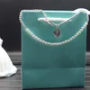 Fashion Luxury necklace designer jewelry heart return to pendant heart shape double-deck chains with pearl necklaces bracelet s925 for party Platinum jewellery box