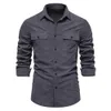 Chemises habillées pour hommes Marque Élastique Coton Denim Chemise Hommes À Manches Longues Qualité Cowboy Pour Casual Slim Fit Mens Designer Vêtements Camouflage 231212