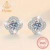 Kolczyki obręcze Oyino S925 Sterling Srebrna MOISSANITE Clover Temperament Prosty moda przeciw allicy dla kobiet