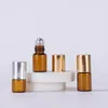 Hot Sale E liquid Glass Amber Bottles 1-2ml Preferential Products Roller Bottle With Steel Ball And Gold/Silver Cap
