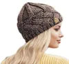 Beanieskull Caps Fashion European Women Hat 2021 Winter Hats for Beanie Purecolor Curled grov ullmössa uppvärmning stickade mössa6131012