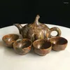 Teaware Sets Natural Jade Teaset Chinese Tea Ceremony 1 Teapot 4 Teacup Health Gongfu Hand Carved Jades Stone Teasets