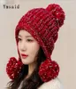 Gorro de invierno, gorro tejido para mujer, pompón AllMatch, dulce tejido cálido, novedad de 2020, gorros tejidos de invierno para mujer 5101327