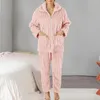 Herren-Nachtwäsche, Winter-Pyjama, Damen-Pyjama-Set, warm, flauschig, langärmelig, Plüsch, Loungewear, Taschen, Thermo-Nachtwäsche 2023