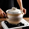 Soup Stock Pots Japanese Retro Cookware Casserole Stew Pan With Cover Ceramic Underglaze Color 15L Cooking Boiler Thick Bottom 231213