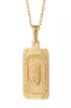 Rectangle Initiale AZ Lettre Pendentif Charme pour Hommes Femmes Plaqué Or 18 Carats Lettre Majuscule Pendentif Collier Chaîne 18 pouces3697203