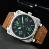 Créateur de luxe de mode BR Beller Nouveaux hommes Montres-bracelets Hommes Automatiques Hommes de haute qualité Carré Mécanique Maison Montre Marron CuirMontres-bracelets