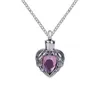 Urn Necklace Purple Birthstone Wing Heart Pendant Memorial Ash Keepsake Cremation Jewelry Stainless Steel With Gift Bag and Chain249V