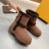 Designer enkellaarzen contrasterende kleur bont splitsen decoratie snowboots Suède leren laarsjes Dames instappers Ronde neus Luxe merk schoenen maat 35-41