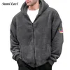 Mens Hoodies Moletons Outono Inverno Casacos de Lã Com Capuz Moletom Zipup Manga Longa Solta Jaquetas de Lã Peluda Homens Roupas Casuais Outerwear 231213