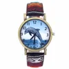 Wristwatches Dolphin Pattern Ocean Aquarium Fish Fashion Casual Men Women Canvas Cloth Strap Sport Analog Quartz Watch214V