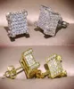 Men Women Gold Stud Earrings Hip Hop Jewelry CZ Simulated Diamond Silver Fashion Square Earring306h52797354880986