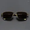 Sunglasses Glass Men Retro Acetate Gold Sun Glasses Male Natural Crystal Brown Stone Lens Anti Scratch Vintage Moisturizing Eye