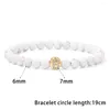Strand 6mm Natural White Howlite A-Z 26 Initial Letters Charm Bracelet For Women Men Couple Friendship Gifts