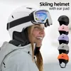 Kayak Kaskları Snowboard için Kış Kayak Kask Termal Erkek Kayak Kaskları Güvenliği Entegre Işık Bisiklet