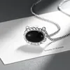 チェーンヴィンテージスレッドエッジ天然ブラックアガート女性のための楕円形のネックレス