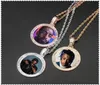 Colliers de pendentif rond PO personnalisés pour les hommes femmes Hip Hop Designer Bling Diamond Photo Pendants Ami Family Bijoux Love Gift1781015