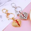 Cell Phone Straps & Charms Alloy Diamond Heart Breaking Car Keychain Metal Cute Women's HandBag Pendant Ring Women Accessories Gift wholesale 2023