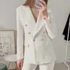 Womens Suits Blazers 2023 Women Jacket Spring Fashion Double Breasted Tweed Blazer Coat Vintage Long Sleeve Female Outerwear Chic Top 231213