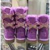 2023 New Women Snow Boots Tube Middle Fashion Warm Women’s Cotton Shoes Bowknot Drill Snow Boots Boots Women عالية القطن