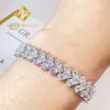 Pass Diamond Tester Style élégant Hip Hop glacé 925 argent blanc or 3mm Vvs1 Moissanite diamant Cluster Bracelet de Tennis