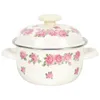 Soup Stock Pots 16cm Multiuse Creative Enamel Cookware Deep Pot Stockpot With Lid Small For Cooking for Home 231213