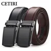 Cetiri masculino catraca clique cinto de couro genuíno vestido para homens jeans holeless fivela deslizante automática preto marrom cintos 255e