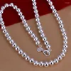 Chains Nareyo 925 Sterling Silver 4MM/6MM/8MM/10MM Smooth Beads Ball Chain Necklace For Women Men Fashion Jewelry