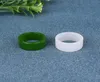 Natuurlijke Groen Wit Tian Jade 710 Grootte Platte Ring Chinese Jadeïet Amulet Mode Charme Sieraden Hand Gesneden Geschenken Vrouwen Mannen3865861
