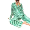 Vrouwen Nachtkleding 2024 Jaar 2 Stuks Pyjama Sets Mode Vrouwelijke Kerst Gestreepte Lange Mouw Met Broek Loungewear 231213