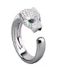 Leopard Head Ring Copper Plated White Gold Microset Zircon Open Ring Par Premium Gifts1575087