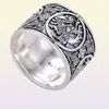 Anéis de cluster prata original criativo dragão padrão elementos chineses sem incrustação grande dominador exagerado design de nicho men81685090