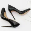 Dress Shoes Brand Spring Black Pumps Sexy Patent Leather Thin High Heels Wedding Nightclub party Heeled Round Toe Plus Size D019A 231212