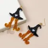 Boucles d'oreilles pendantes Halloween chapeau de magicien bottes fantômes boucles d'oreilles en acrylique pour femmes boucles d'oreilles drôles de sorcière à paillettes boucles d'oreilles de fête de Noël bijoux cadeaux