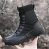 Stövlar män skor för man vattentät vandring original taktisk militär specialstyrka öken strid armé utomhus fotled 231212