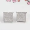 Lyxdesigner S925 Silverörhängen Kvinnor Herrörhängen Hip Hop Diamond Stud Earings ised ut bling CZ Rock Punk Square Wedding G316R