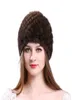 Kvalitet importerad mink casual beanie hatt ärm huvudkapsel mink ananas mönster stickad hatt y2010242625984