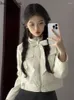 レディースジャケット韓国Y2Kコート女性衣料品スタンドネック包帯PUクロップトップ2023ロパミュージェールファッションストリートビンテージレザージャケット