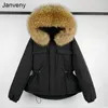 Parkas en duvet pour femmes grande fourrure de raton laveur véritable à capuche hiver vers le bas manteau 90% duvet de canard veste femmes courte femme bouffante plume imperméable Parkas 231213