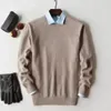 Herrtröjor Cashmere Cotton Blend Pullover Men tröja Autumn Winter Classic Solid Color Jersey Hombre Pull Homme Man Knittad 231213