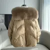 Piumino da donna Parka Lagabogy 2023 Inverno Donna Anatra bianca Giacca corta calda Piumino femminile Grande collo in vera pelliccia Capispalla di lusso 231214