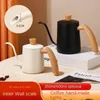 Coffee Pots 304 Stainless Steel Pour Over Kettle Slim Mouth Long Hanging Wooden Handle Pot Coffeeware Drip Gooseneck Graduated y231214