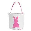 Easter Bunny Bags Rabbit Ear Easter Baskets Easter Egg Hunt Basket for Kids Bunny Canvas Tote Gifts Bags Candy Bags FMT2101