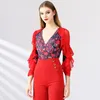 Stage Wear 2023 Ballroom Blouse Latin Dance Tops Women Modern Leotard Shirts V-neck Waltz Salsa Rumba Long-sleeved Practice Clothing