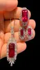 Charms 925 Sterling Silver Created Ruby Stone High Carbon Diamonds Necklace Earrings Ring Wedding Fine Jewelry Sets For Women7224083