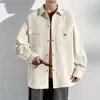 Vestes pour hommes Vintage Printemps Automne Veste Hommes Moto Bouton Chemise À Manches Longues Streetwear Manteau Lâche Manteaux Poches Vêtements